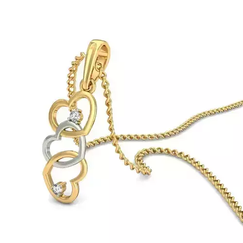 Multi Metal Heart Shaped Pendant With Diamonds 1