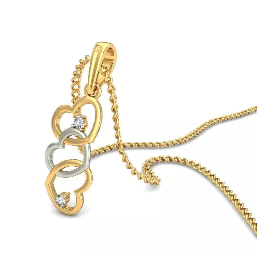 Multi Metal Heart Shaped Pendant With Diamonds 1 3D print model