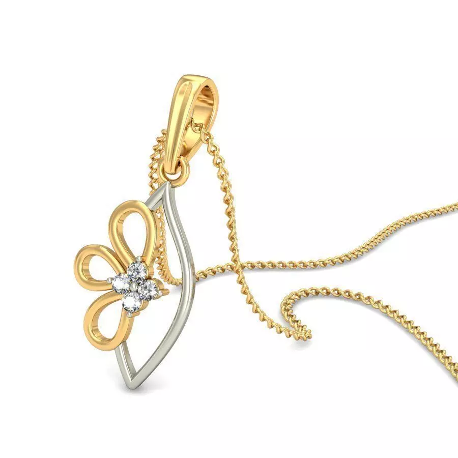 Multi Metal Floral Pendant With Diamonds 1 3D print model