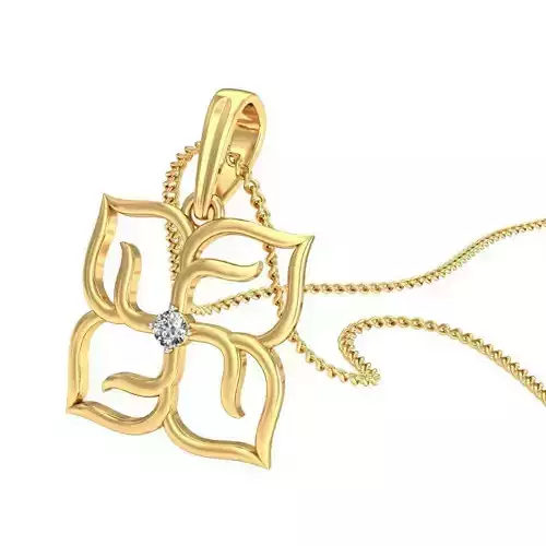 Flower Shaped Gold Pendant With Diamonds 30