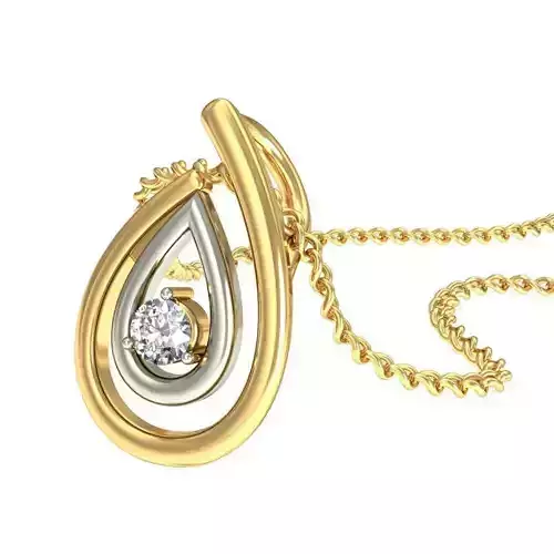 Multi Metal Drop Shaped Pendant With Diamonds