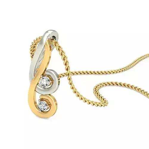 Multi Metal Loop Pendant With Diamonds