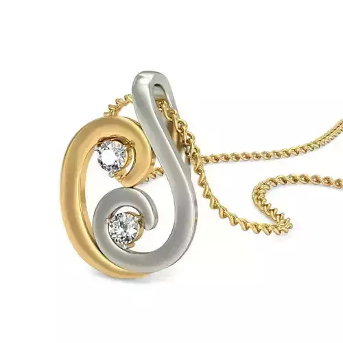 Spiral Multi Metal Pendant With Diamonds