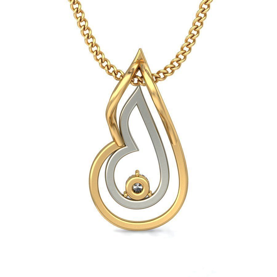 Drop Shaped Multi Metal Pendant With Diamonds 1 3D print model_4