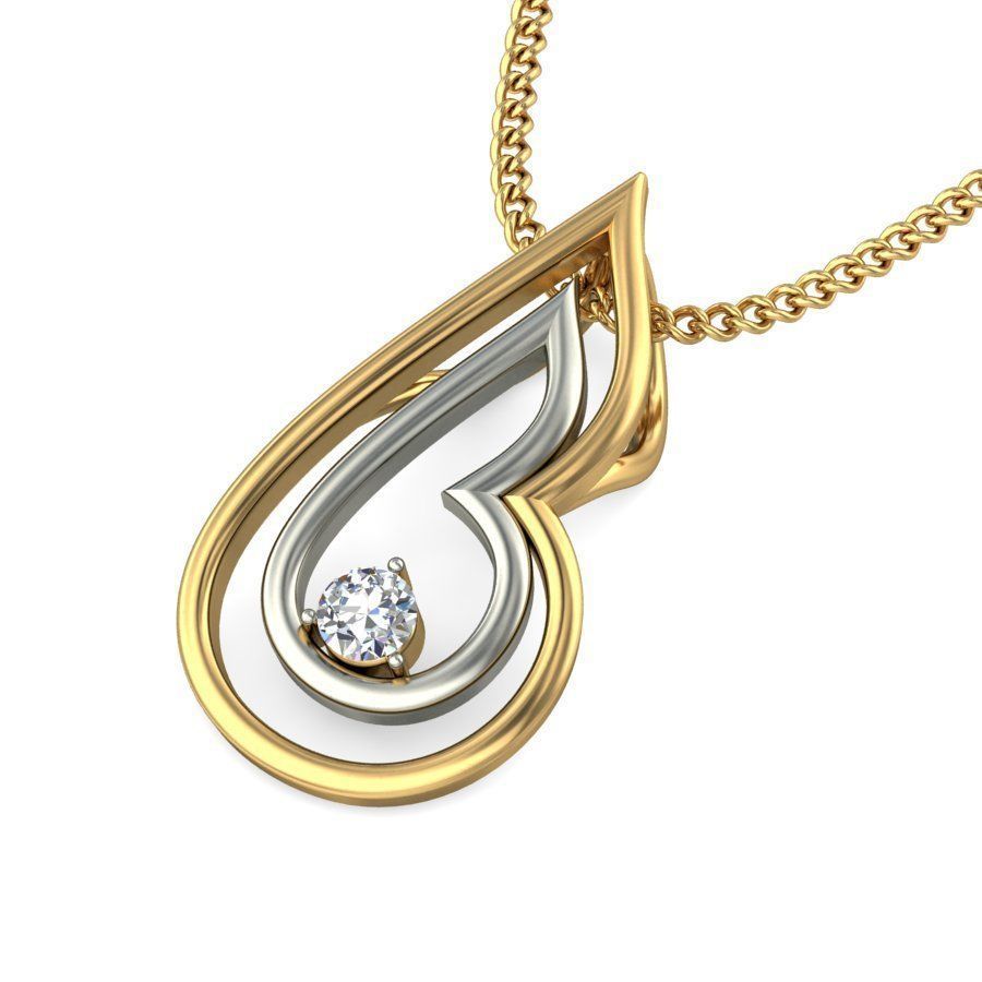 Drop Shaped Multi Metal Pendant With Diamonds 1 3D print model_6