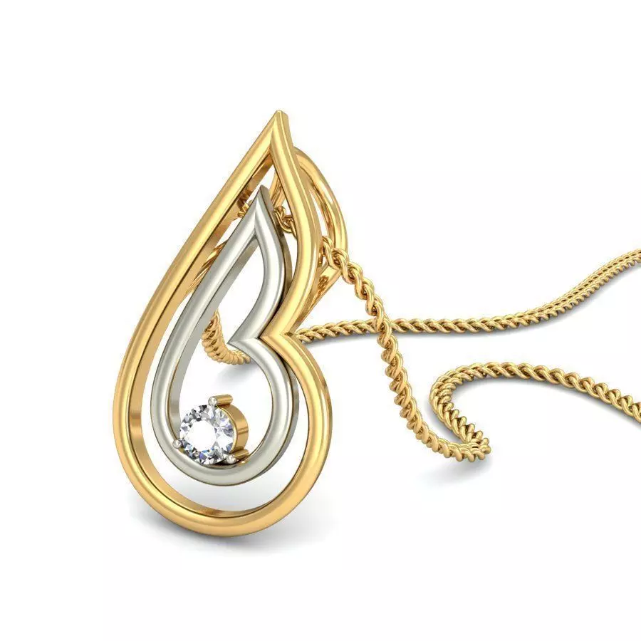 Drop Shaped Multi Metal Pendant With Diamonds 1 3D print model_0