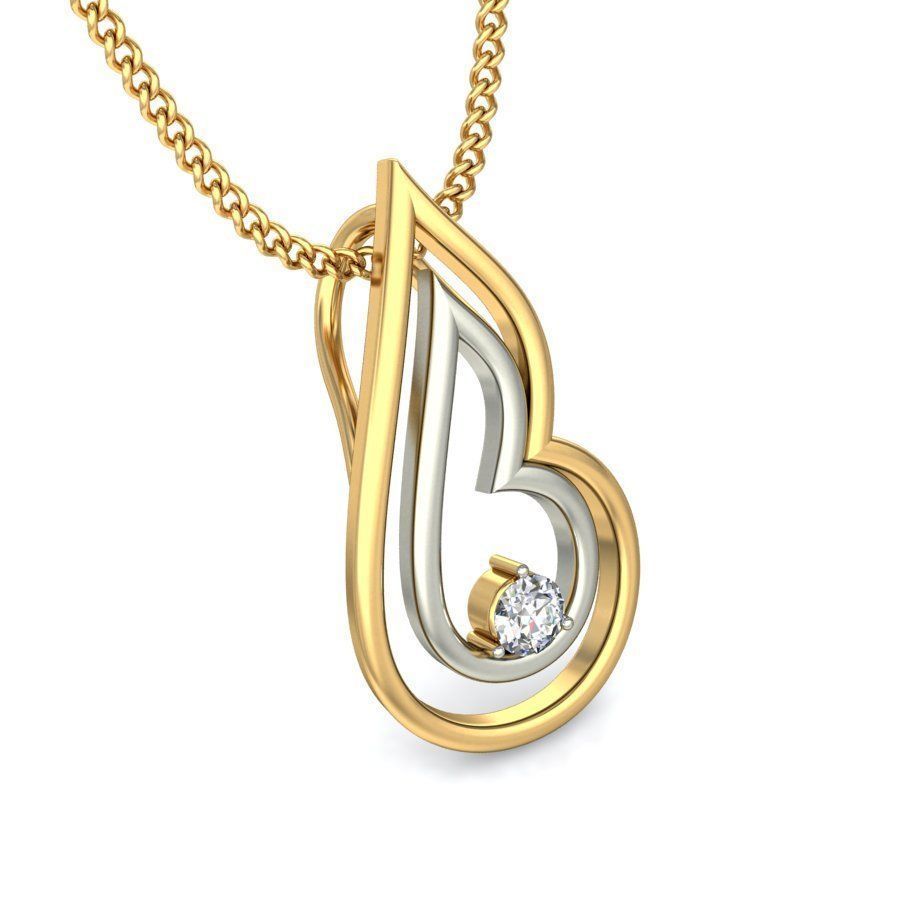 Drop Shaped Multi Metal Pendant With Diamonds 1 3D print model_5