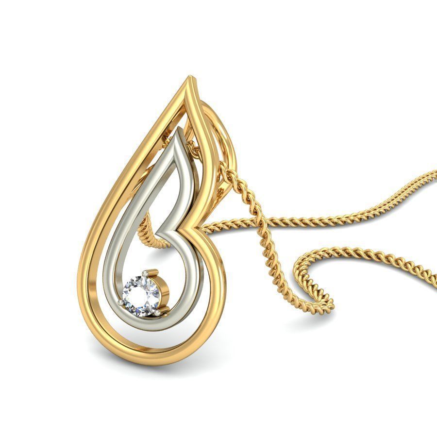 Drop Shaped Multi Metal Pendant With Diamonds 1 3D print model_7