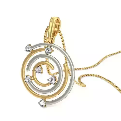 Round Shaped Multi Metal Pendant With Diamonds