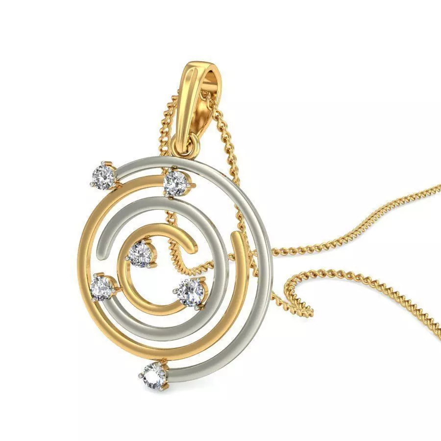 Round Shaped Multi Metal Pendant With Diamonds 3D print model_0