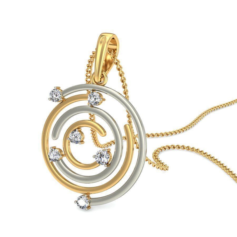 Round Shaped Multi Metal Pendant With Diamonds 3D print model_6