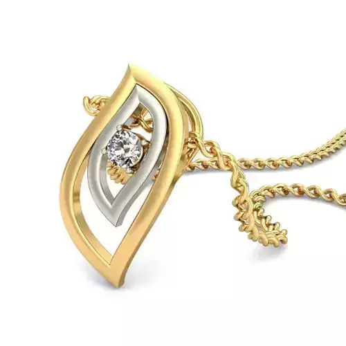 Leaf Shaped Multi Metal Pendant With Diamonds