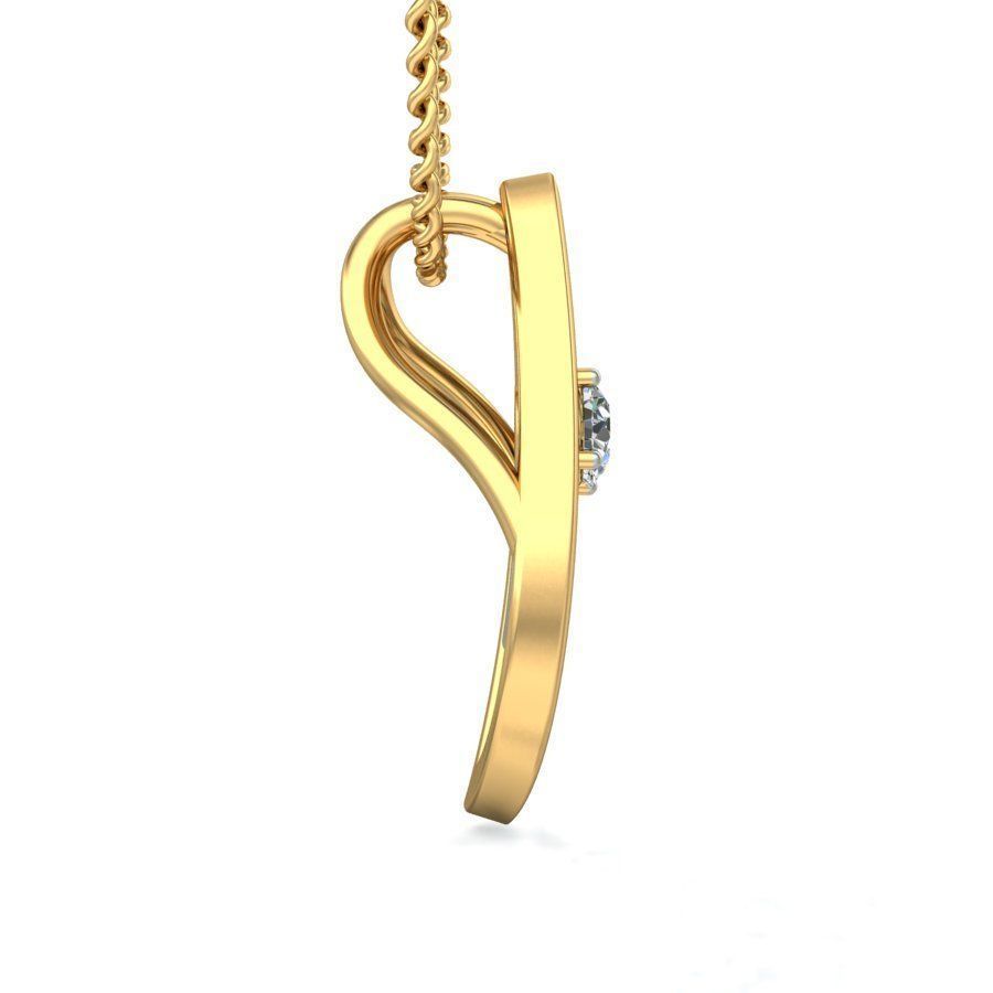 Leaf Shaped Multi Metal Pendant With Diamonds 3D print model_3