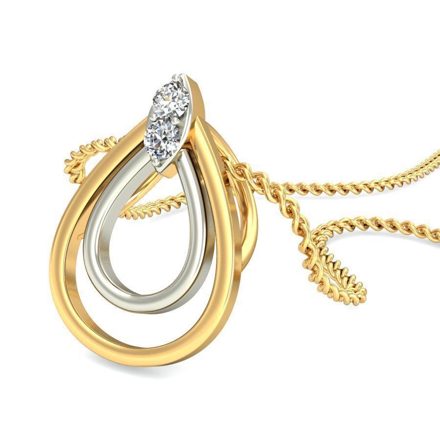 Drop Shaped Multi Metal Pendant With Diamonds 2 3D print model_7