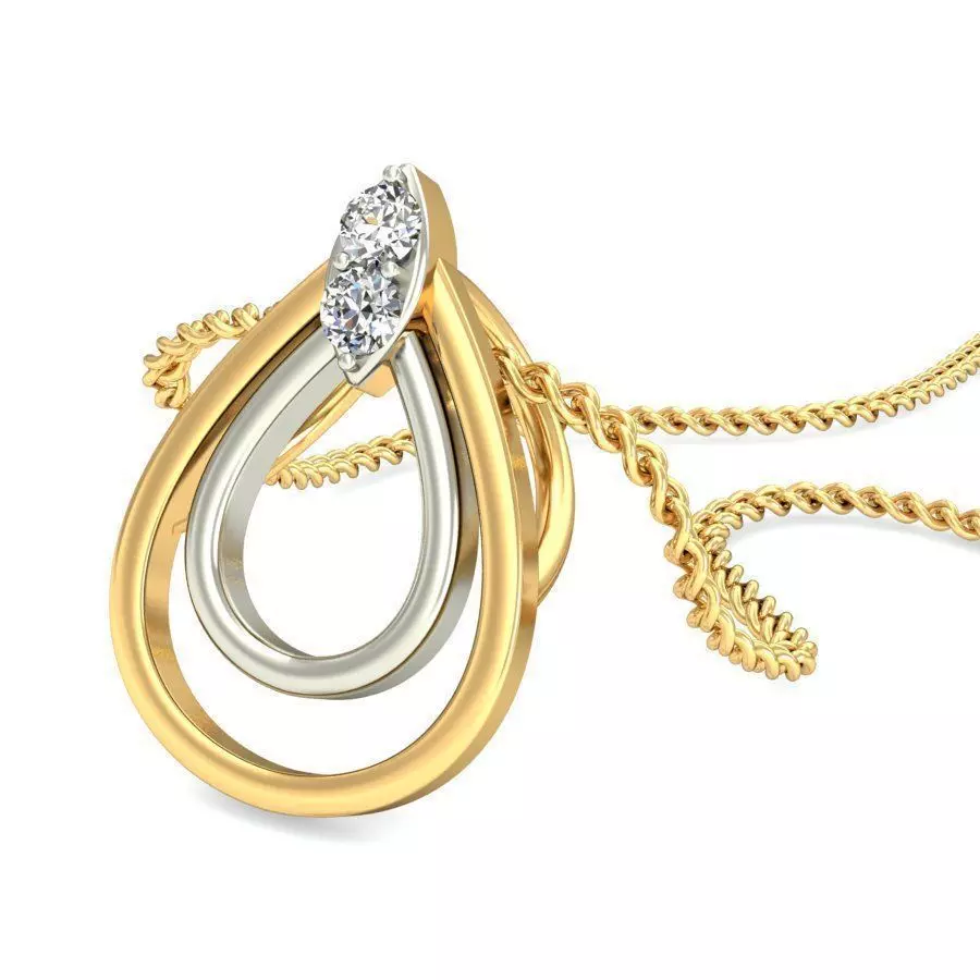 Drop Shaped Multi Metal Pendant With Diamonds 2 3D print model_0