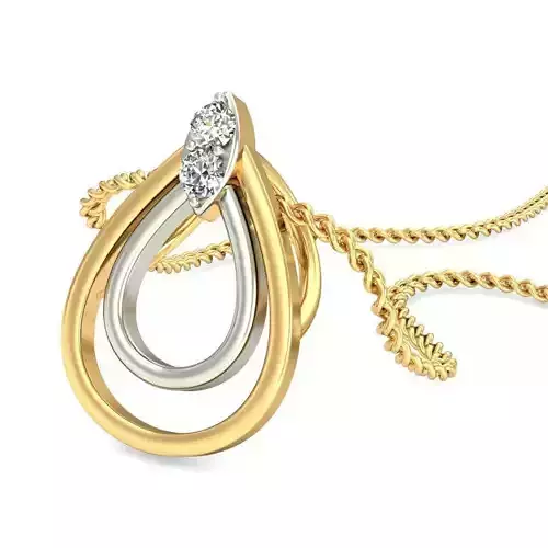 Drop Shaped Multi Metal Pendant With Diamonds 2