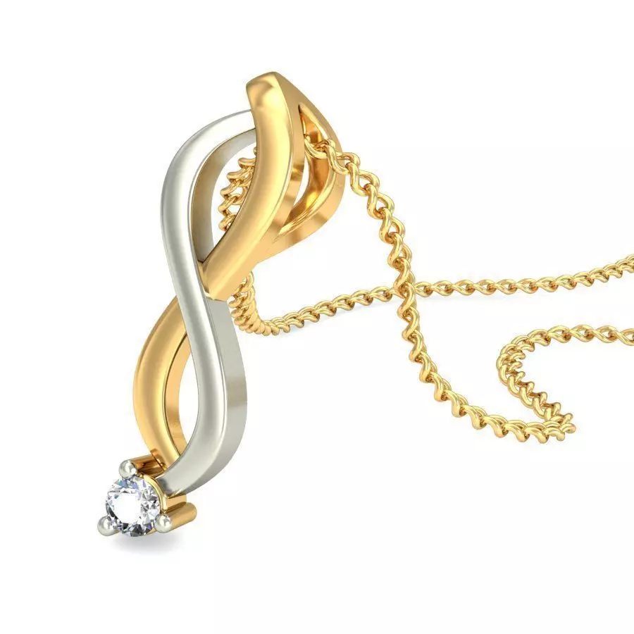 Twisted Multi Metal Pendant With Diamonds 3D print model