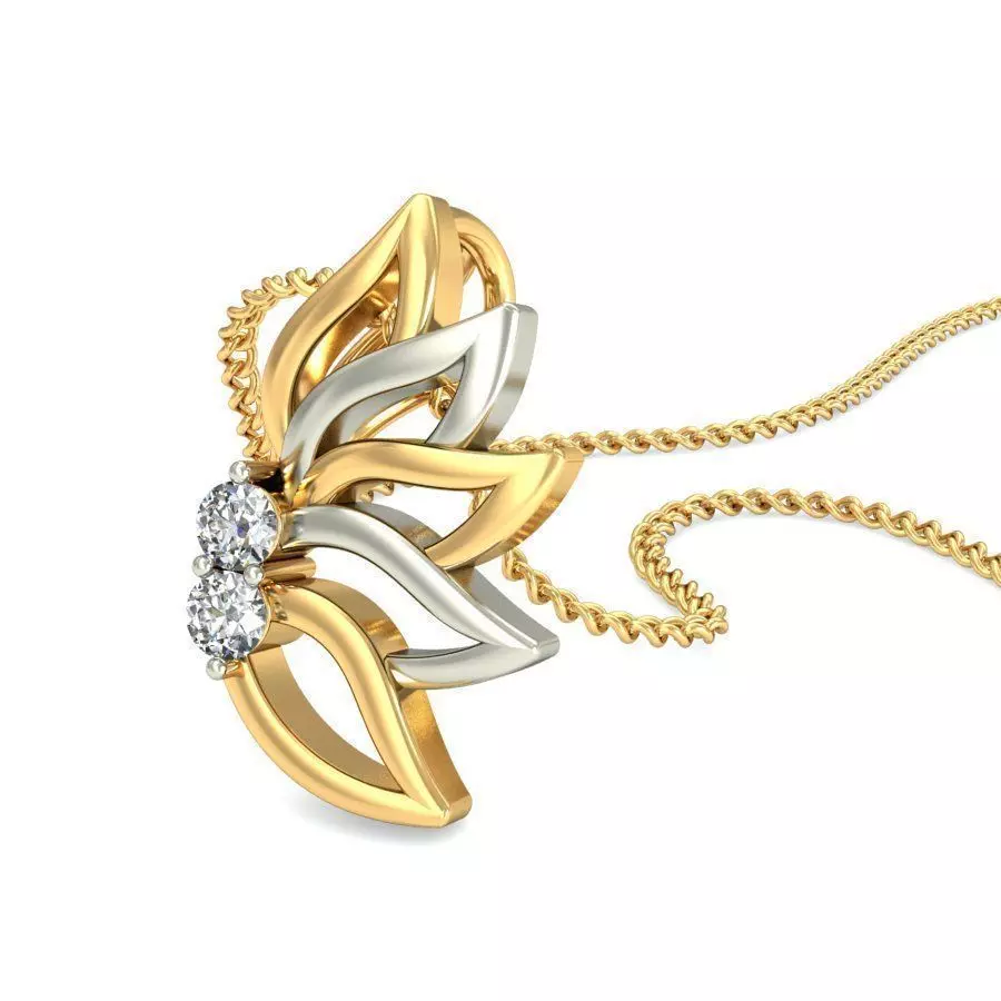 Floral Multi Metal Pendant With Diamonds 3D print model