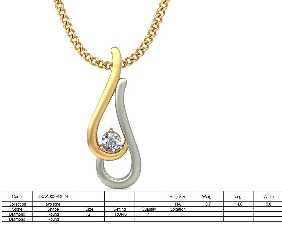 Multi Metal Pendant With Diamonds 6 3D print model_1