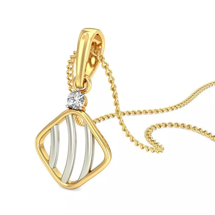 Squircle Shaped Multi Metal Pendant With Diamonds 2 3D print model