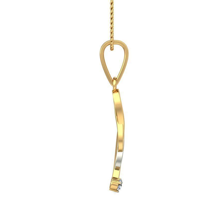 Loop Shaped Multi Metal Pendant With Diamonds 3D print model_3
