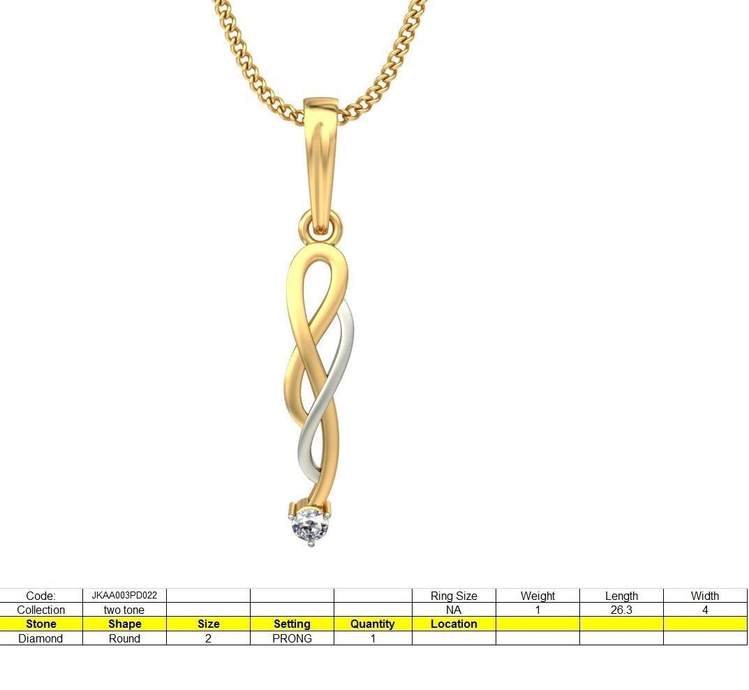 Loop Shaped Multi Metal Pendant With Diamonds 3D print model_1