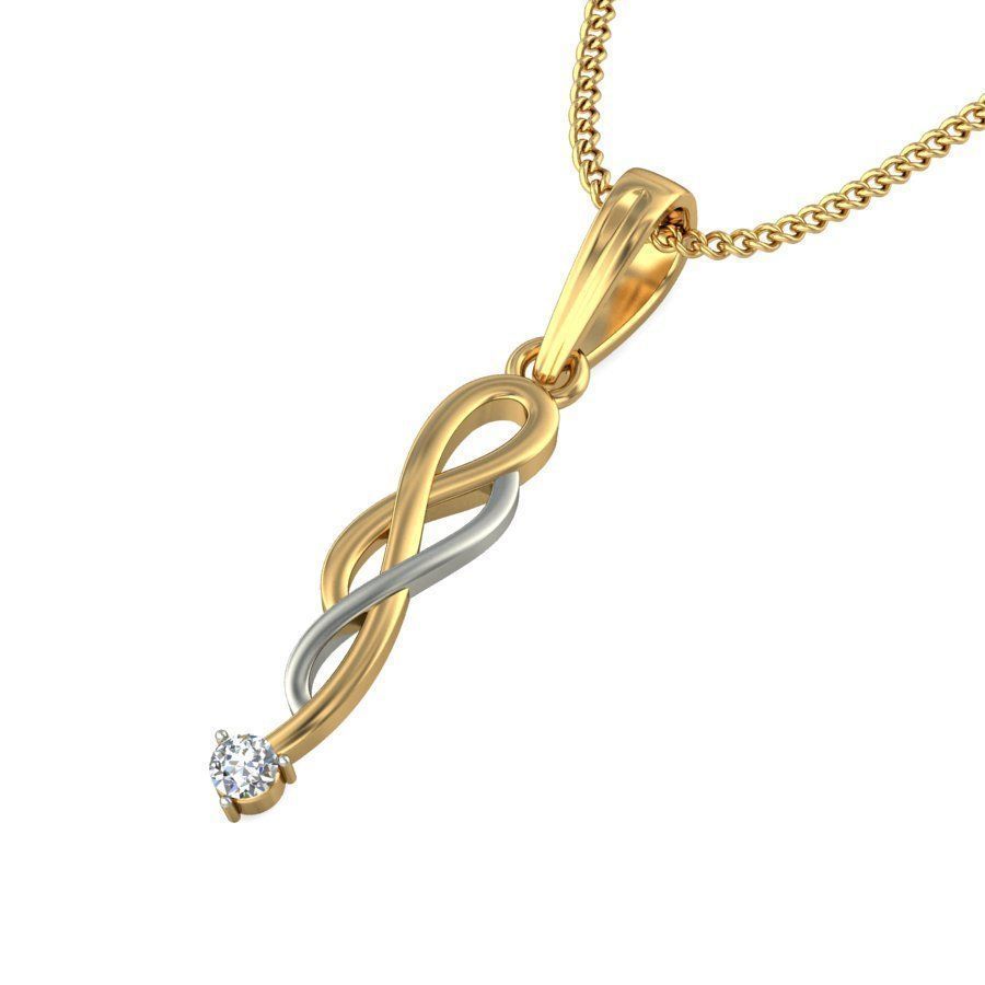 Loop Shaped Multi Metal Pendant With Diamonds 3D print model_6