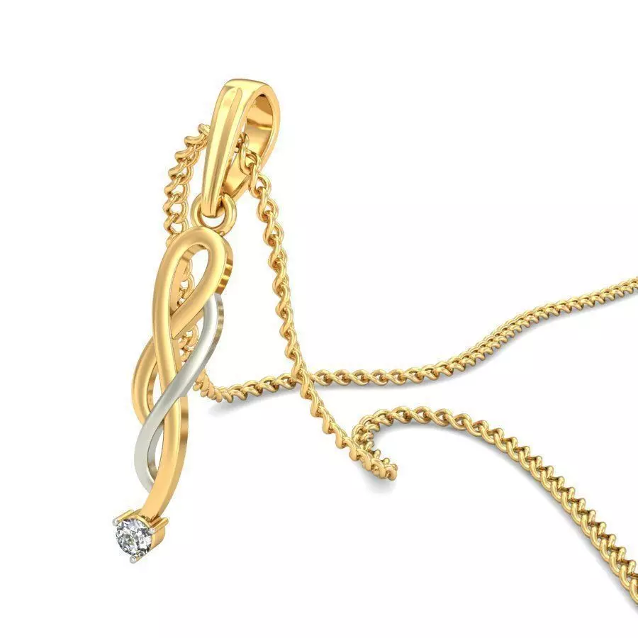 Loop Shaped Multi Metal Pendant With Diamonds 3D print model_0