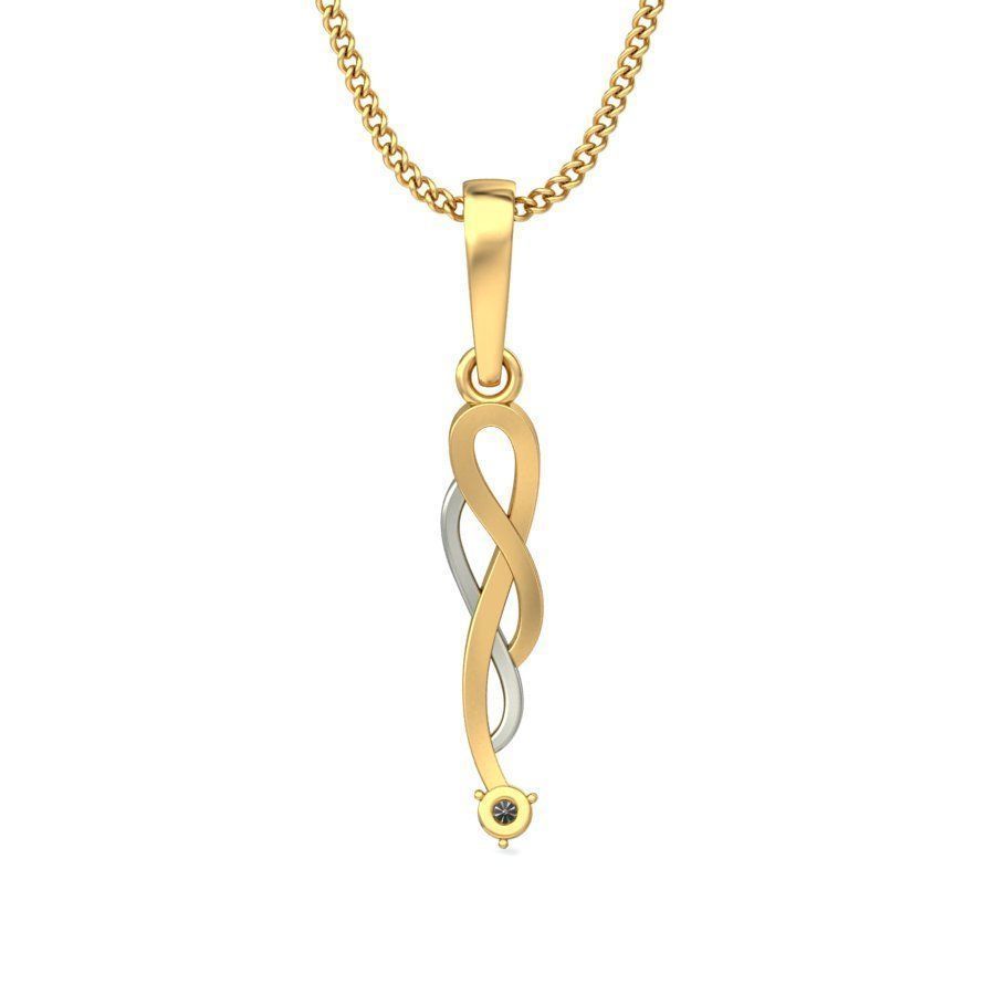 Loop Shaped Multi Metal Pendant With Diamonds 3D print model_4