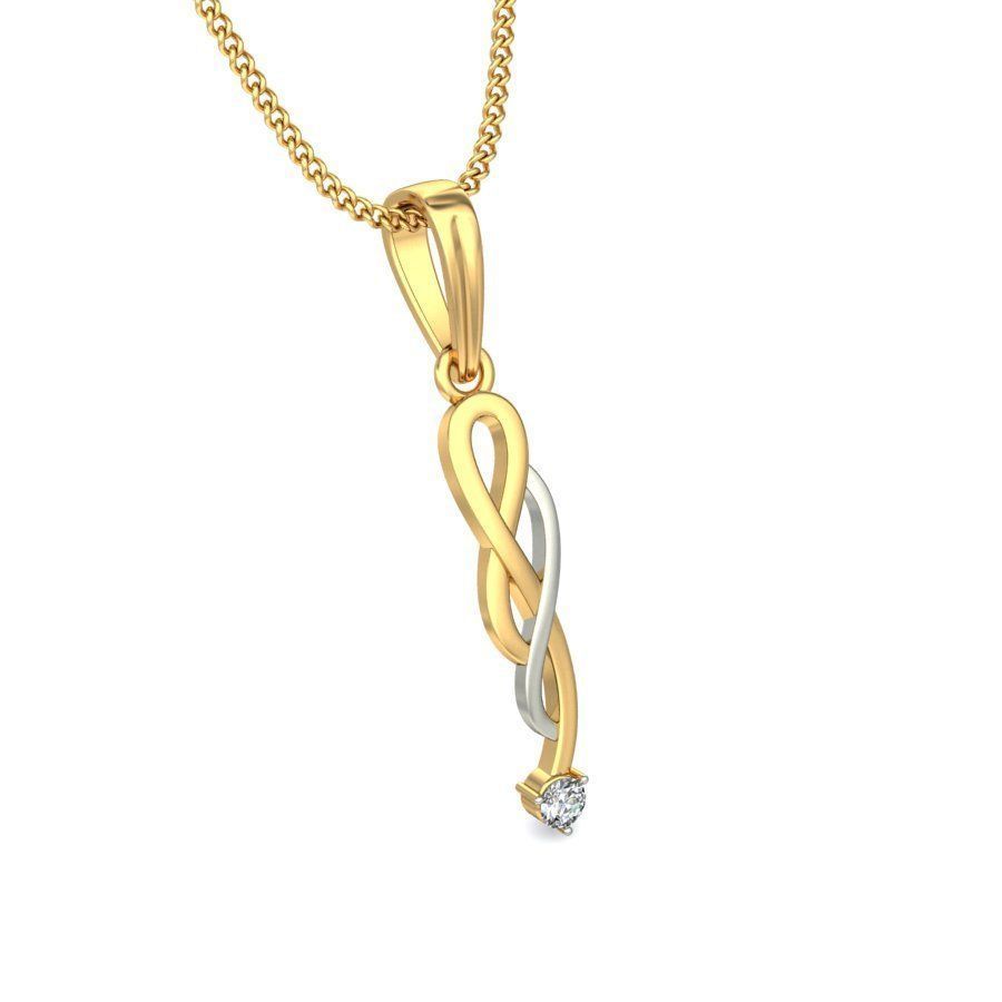 Loop Shaped Multi Metal Pendant With Diamonds 3D print model_5