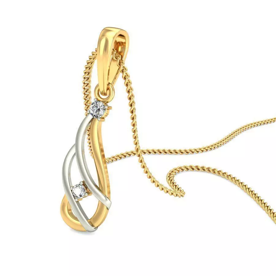 Drop Shaped Multi Metal Pendant With Diamonds 3 3D print model