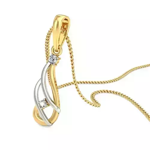 Drop Shaped Multi Metal Pendant With Diamonds 3