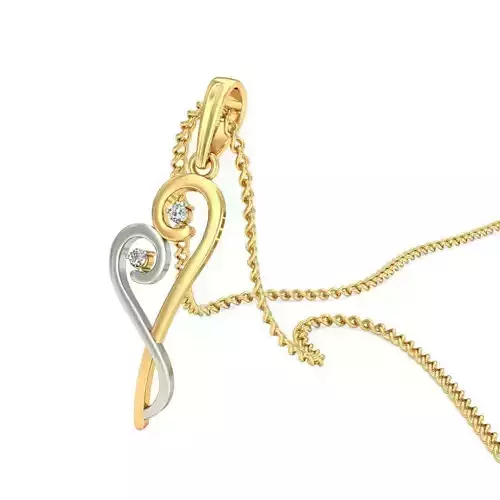Heart Shaped Multi Metal Pendant With Diamonds