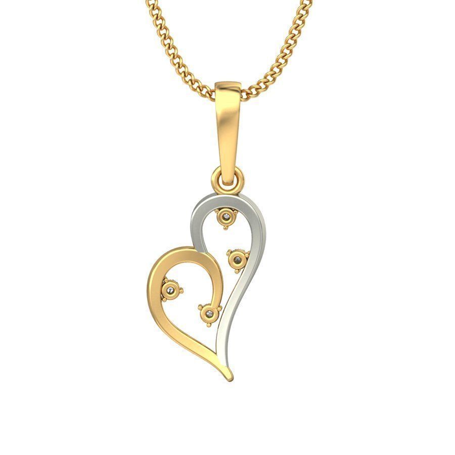 Heart Shaped Multi Metal Pendant With Diamonds 1 3D print model_4