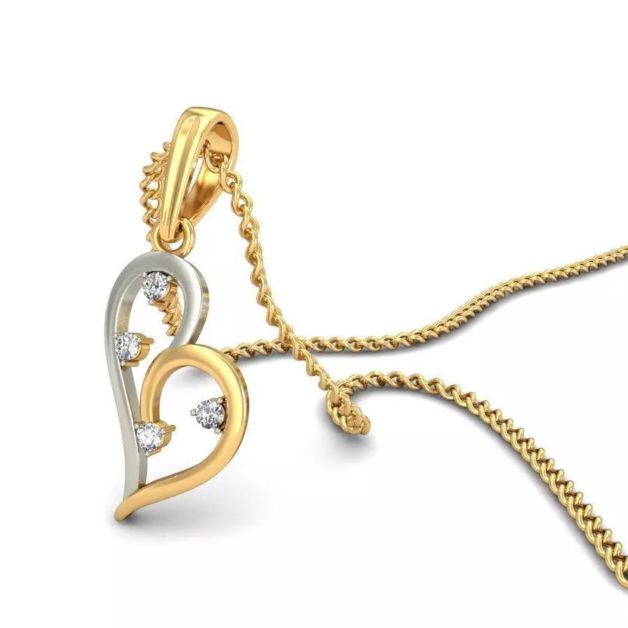 Heart Shaped Multi Metal Pendant With Diamonds 1 3D print model_0