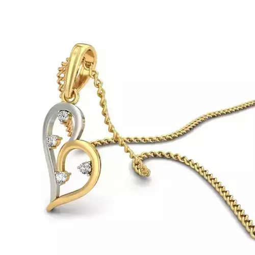 Heart Shaped Multi Metal Pendant With Diamonds 1