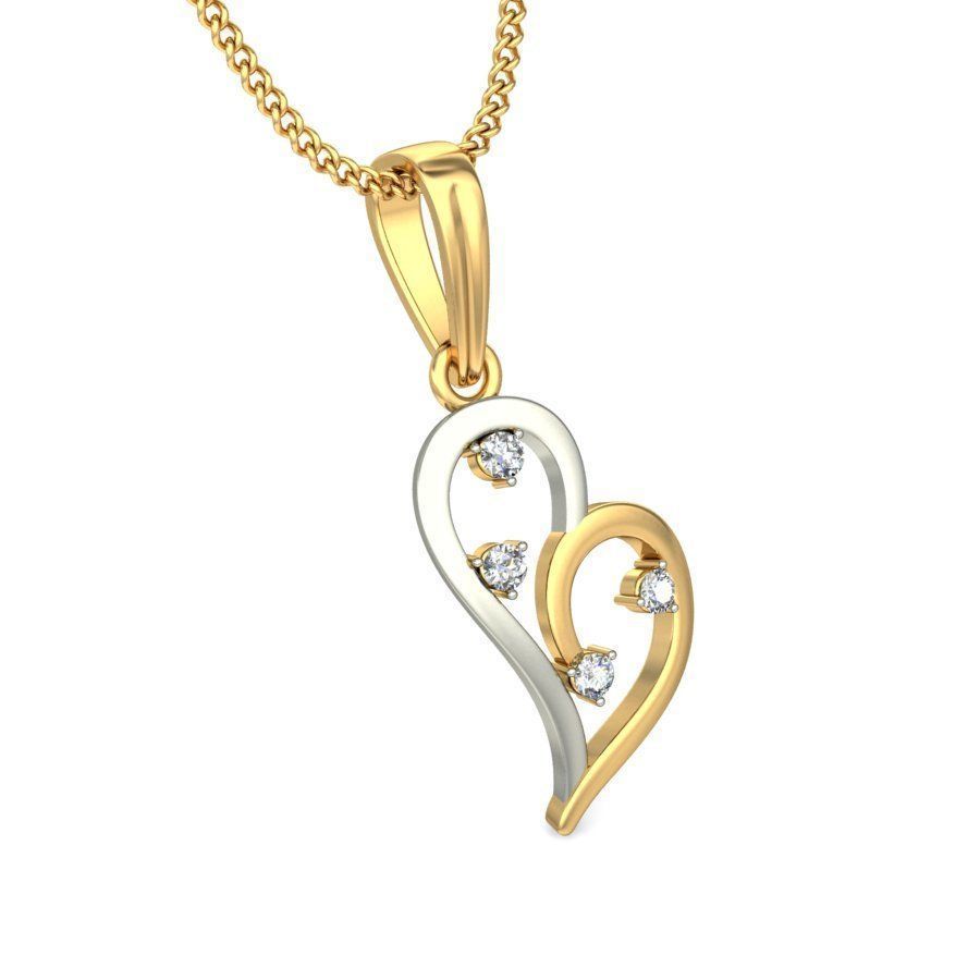 Heart Shaped Multi Metal Pendant With Diamonds 1 3D print model_5