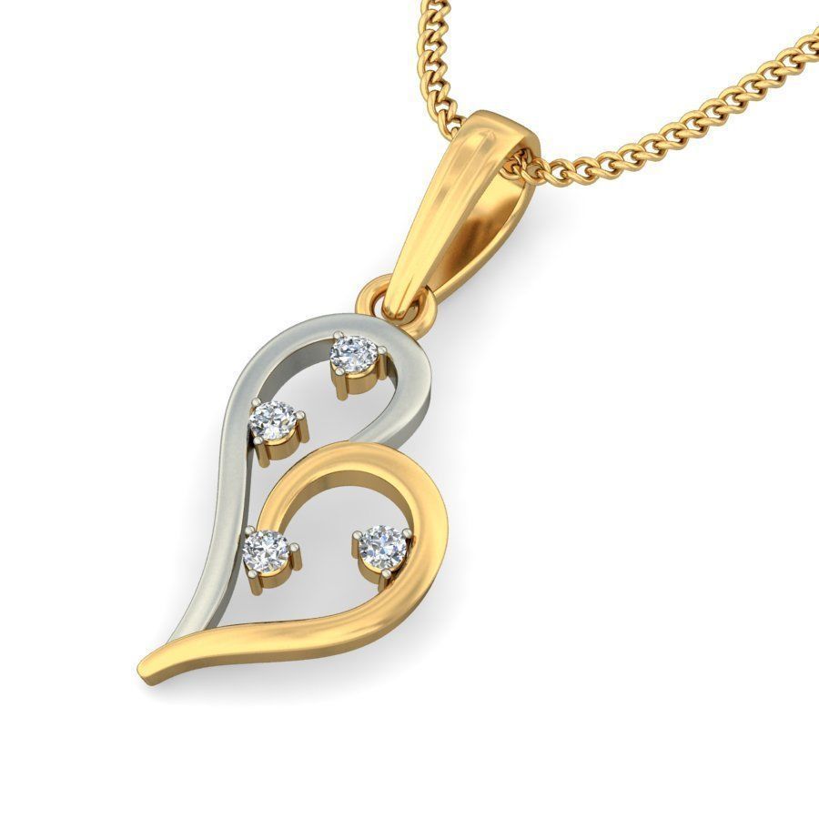 Heart Shaped Multi Metal Pendant With Diamonds 1 3D print model_6