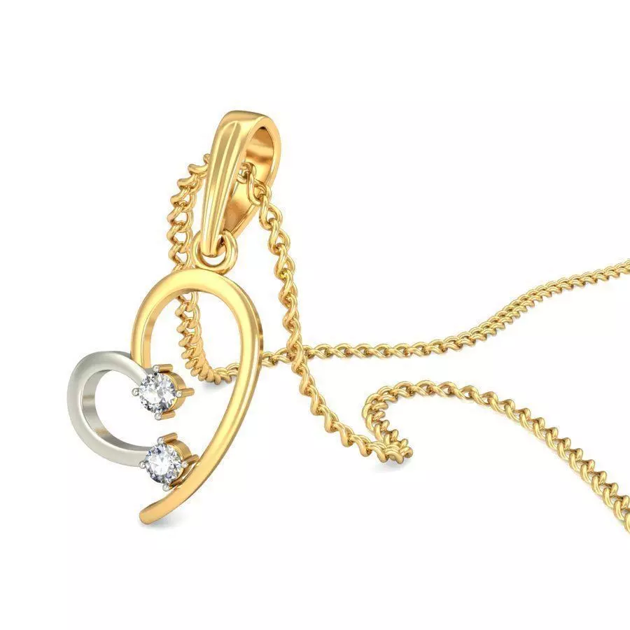 Heart Shaped Multi Metal Pendant With Diamonds 2 3D print model