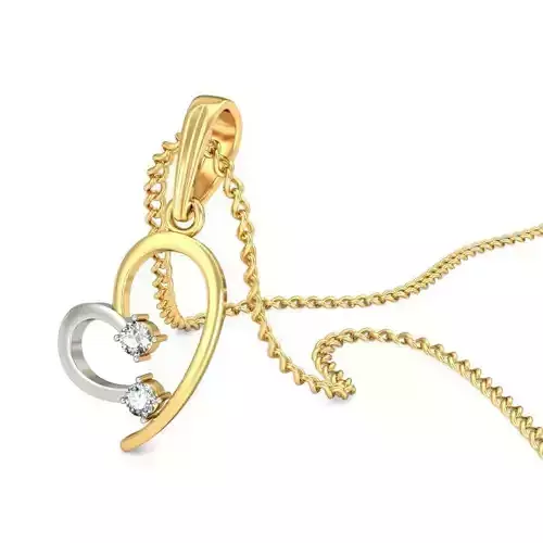Heart Shaped Multi Metal Pendant With Diamonds 2