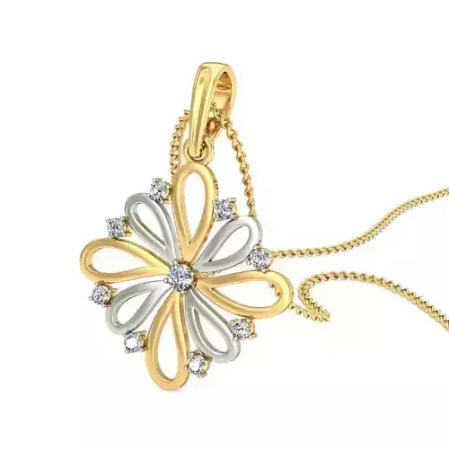 Flower Shaped Multi Metal Pendant With Diamonds 1