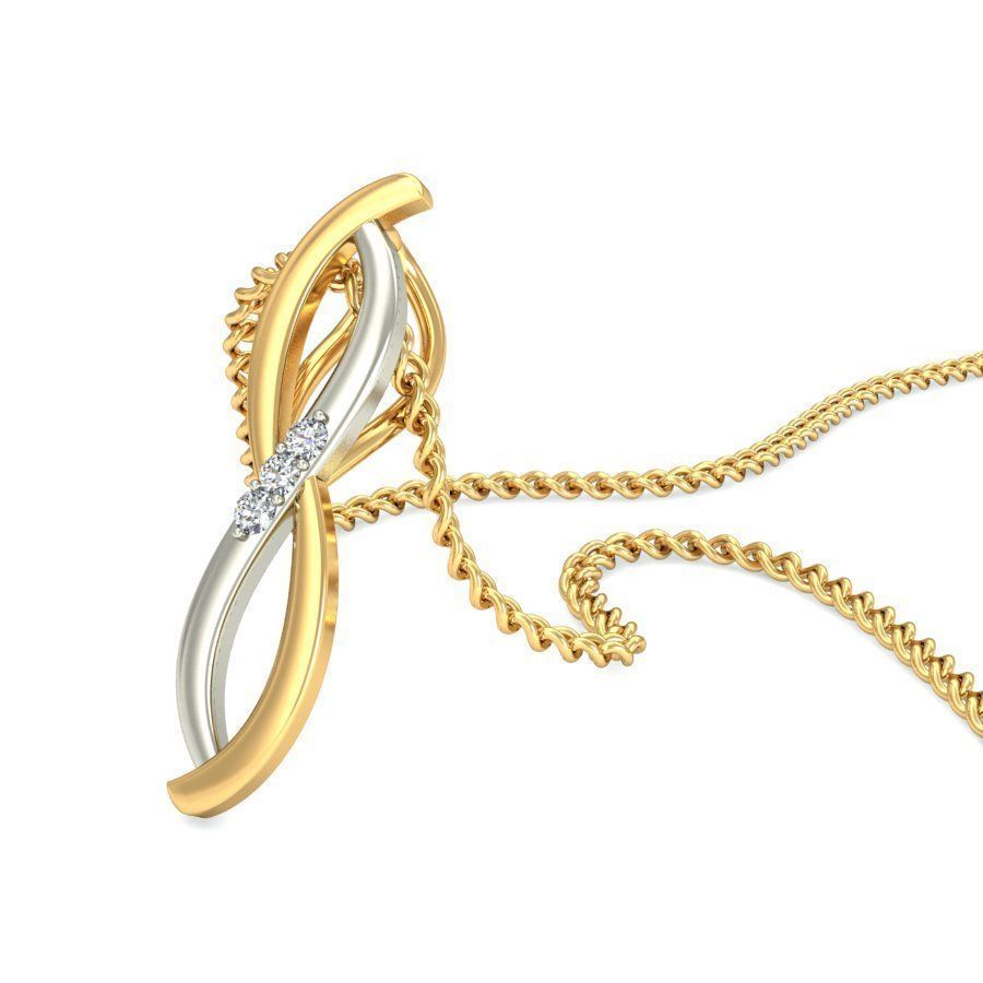 Twisted Multi Metal Pendant With Diamonds 1 3D print model_7