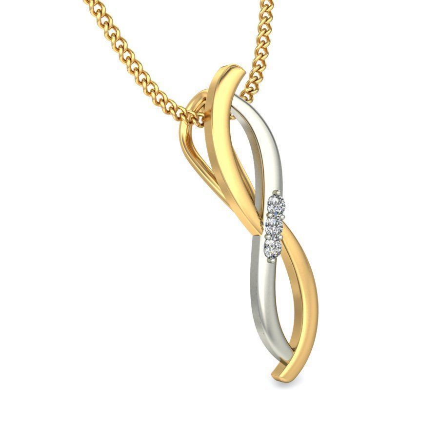 Twisted Multi Metal Pendant With Diamonds 1 3D print model_5