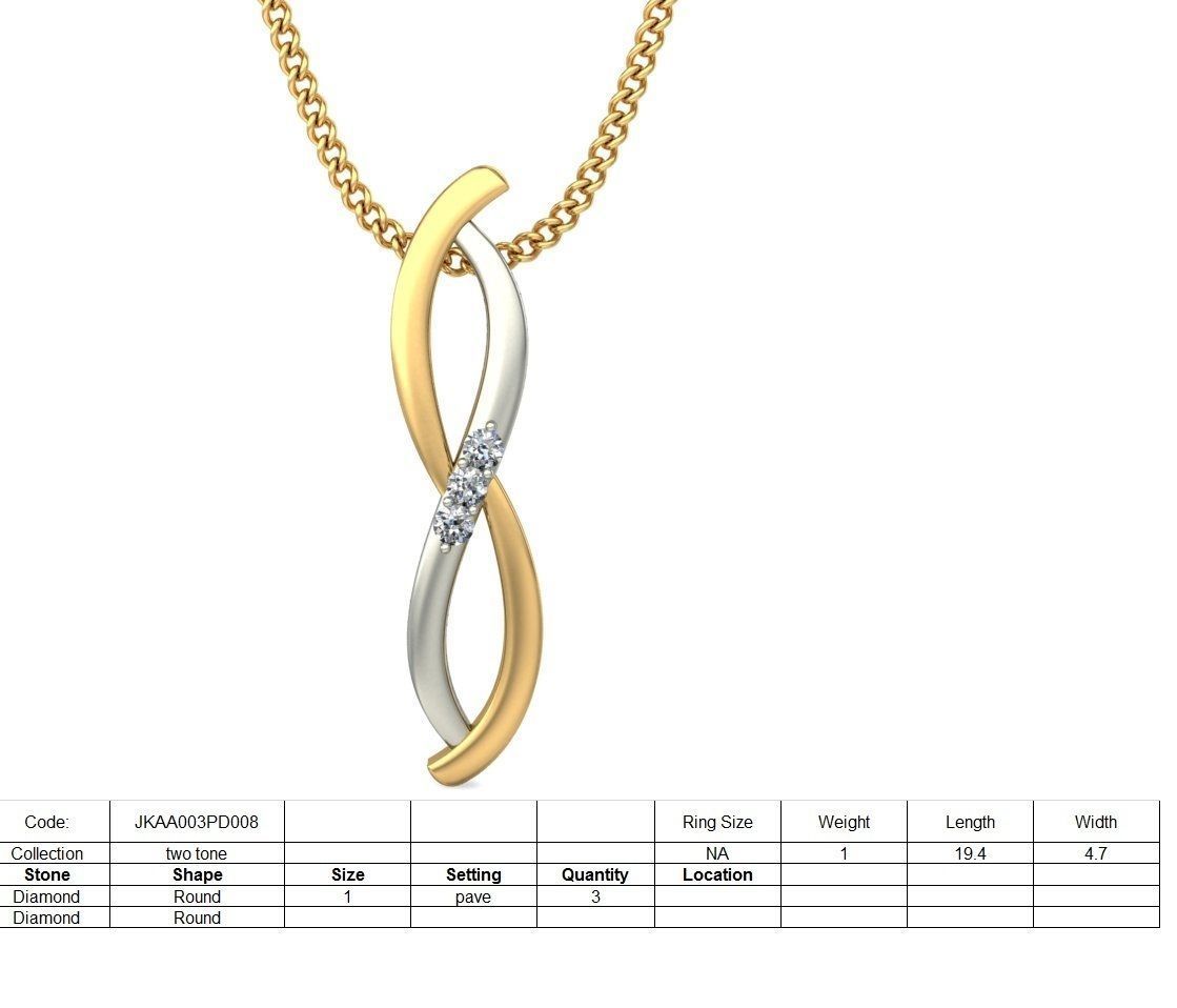 Twisted Multi Metal Pendant With Diamonds 1 3D print model_2
