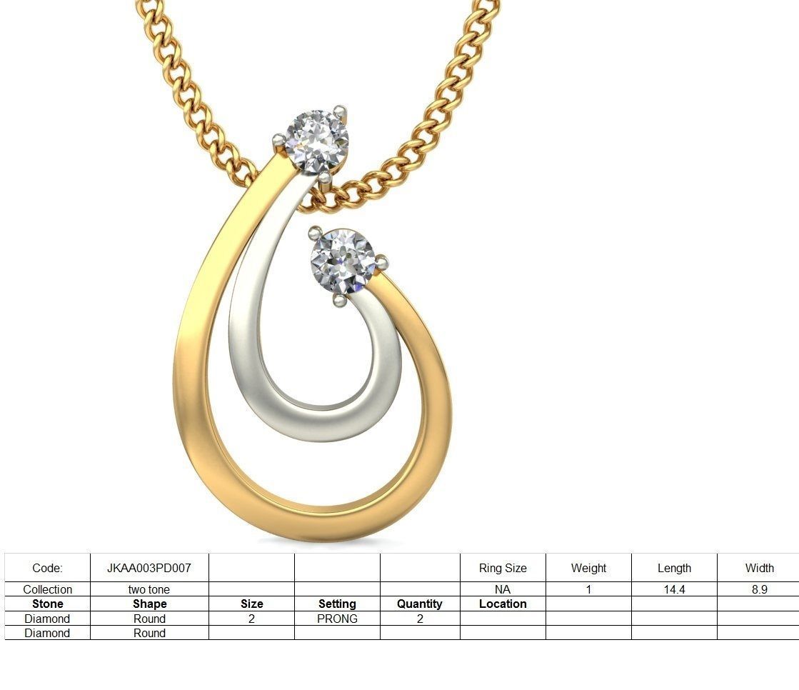 Drop Shaped Multi Metal Pendant With Diamonds 5 3D print model_1