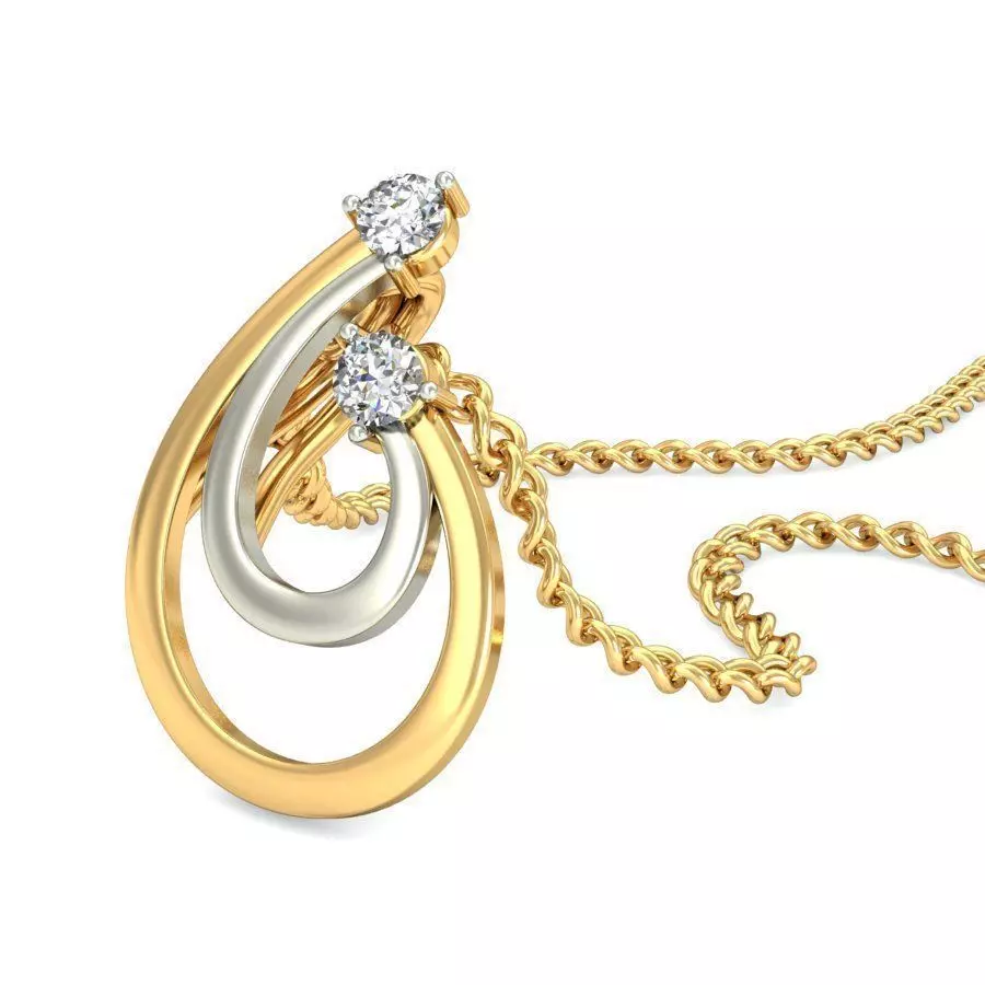 Drop Shaped Multi Metal Pendant With Diamonds 5 3D print model_0