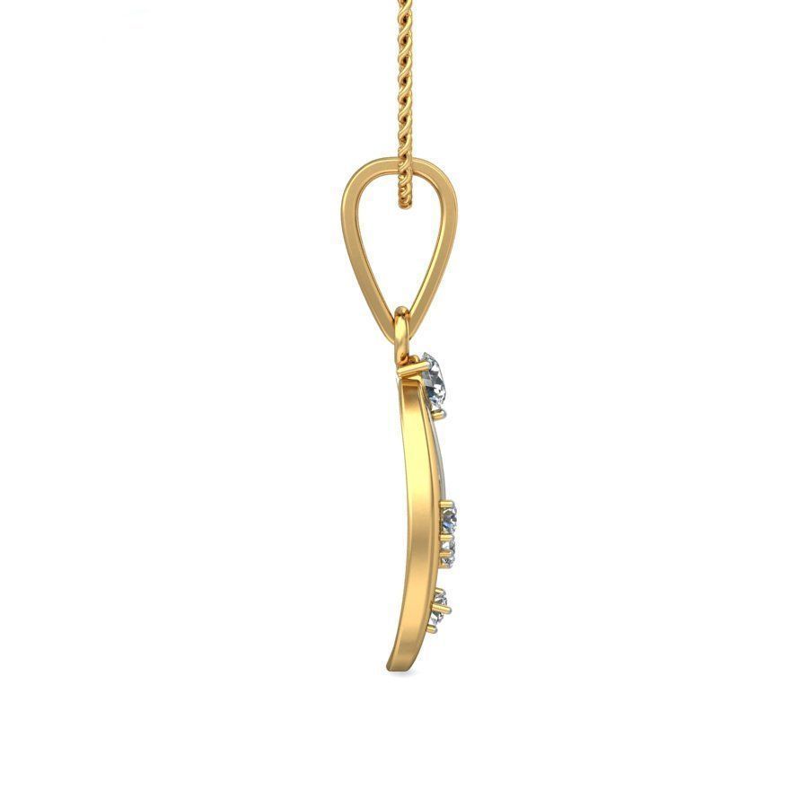 Leaf Shaped Multi Metal Pendant With Diamonds 1 3D print model_3