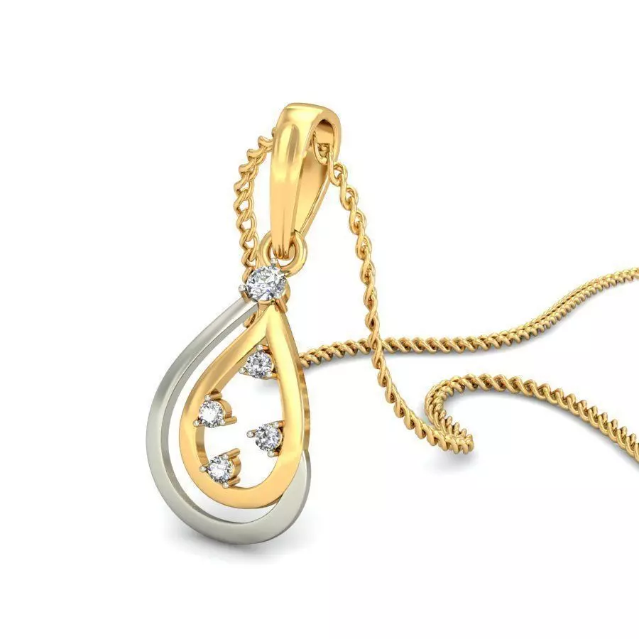 Drop Shaped Multi Metal Pendant With Diamonds 6 3D print model_0