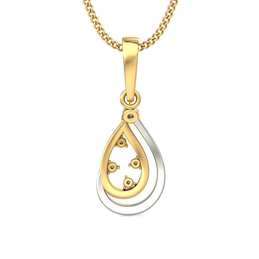 Drop Shaped Multi Metal Pendant With Diamonds 6 3D print model_5