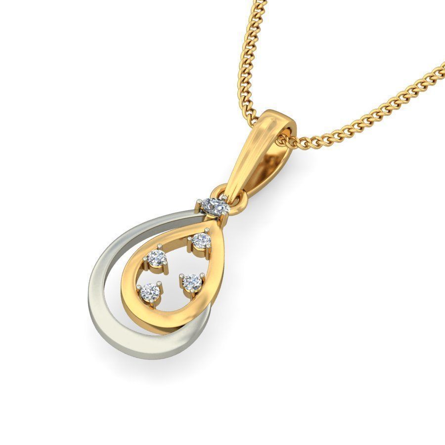 Drop Shaped Multi Metal Pendant With Diamonds 6 3D print model_7